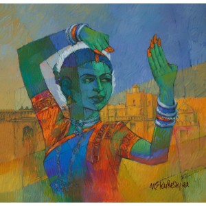 Saeed Kureshi, Mirror Mirror, 24 x 24 Inch, Oil on Canvas, Figurative Painting, AC-SAKUR-029
